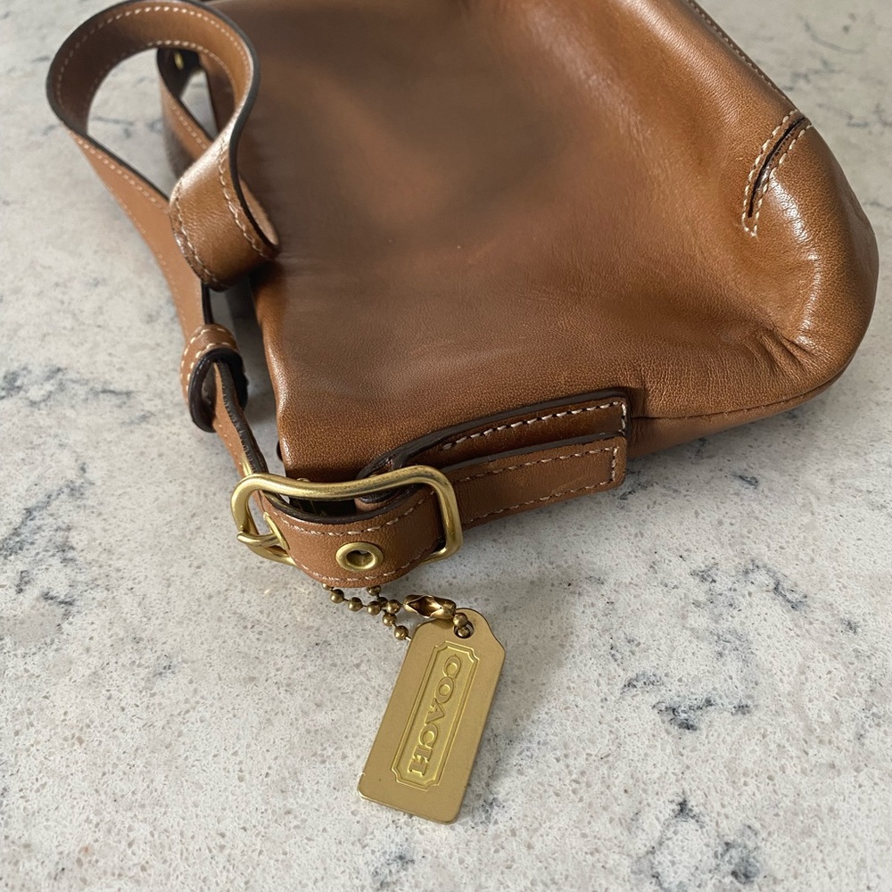 Vintage Coach Bag Brown Leather Classic C Print Lining Original Dust Bag - Picture 7 of 14